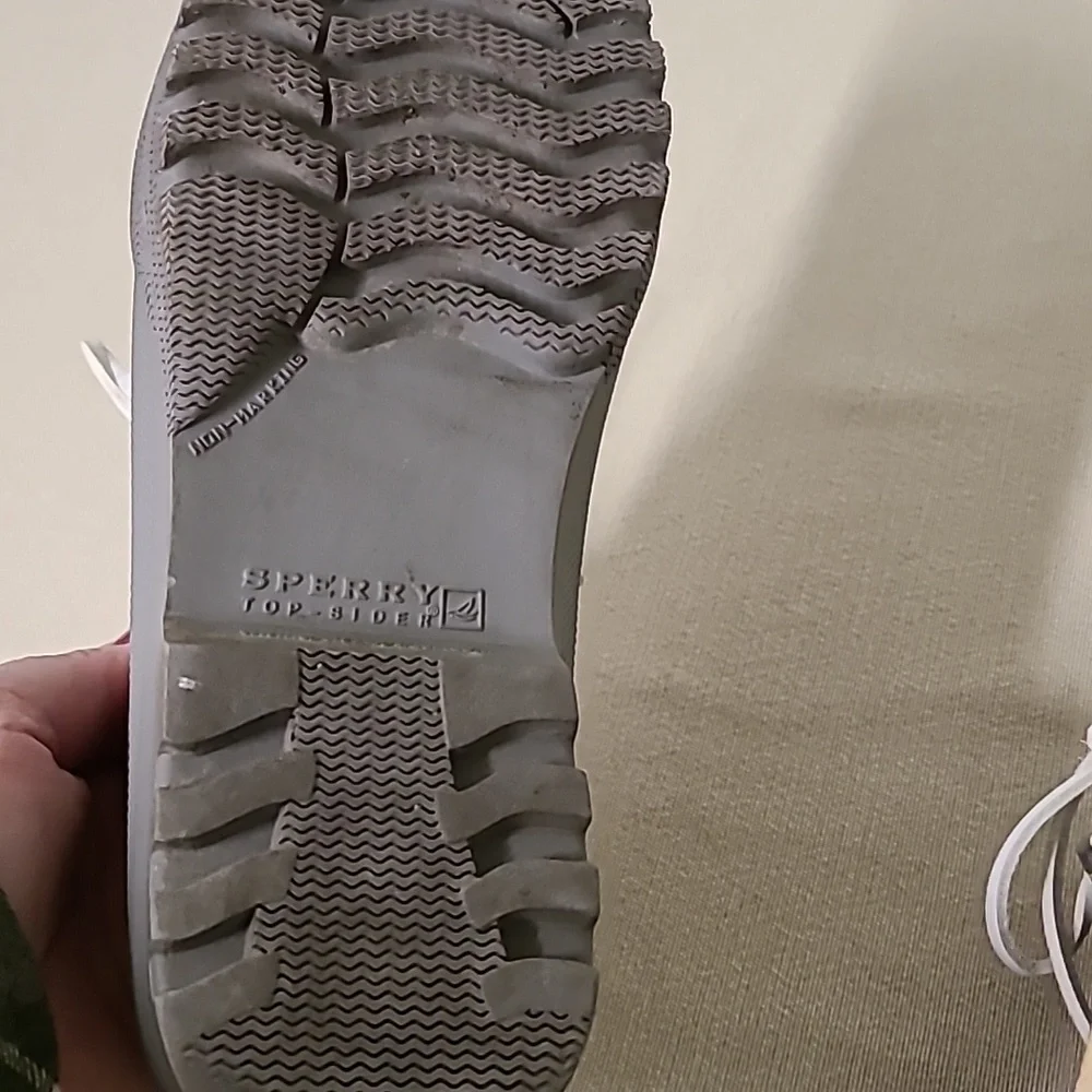 Sperry Topsiders Rubber Rain Boots Size 7 M Grey/ Plaid
